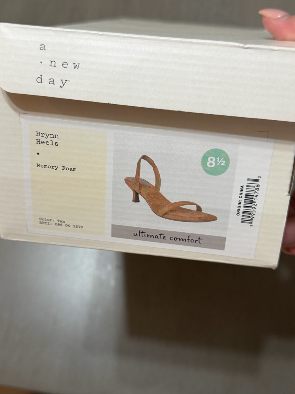 A New Day Memory Foam Comfort Tan Suede Slingback Square Toe Heels 8.5 - Picture 4 of 4